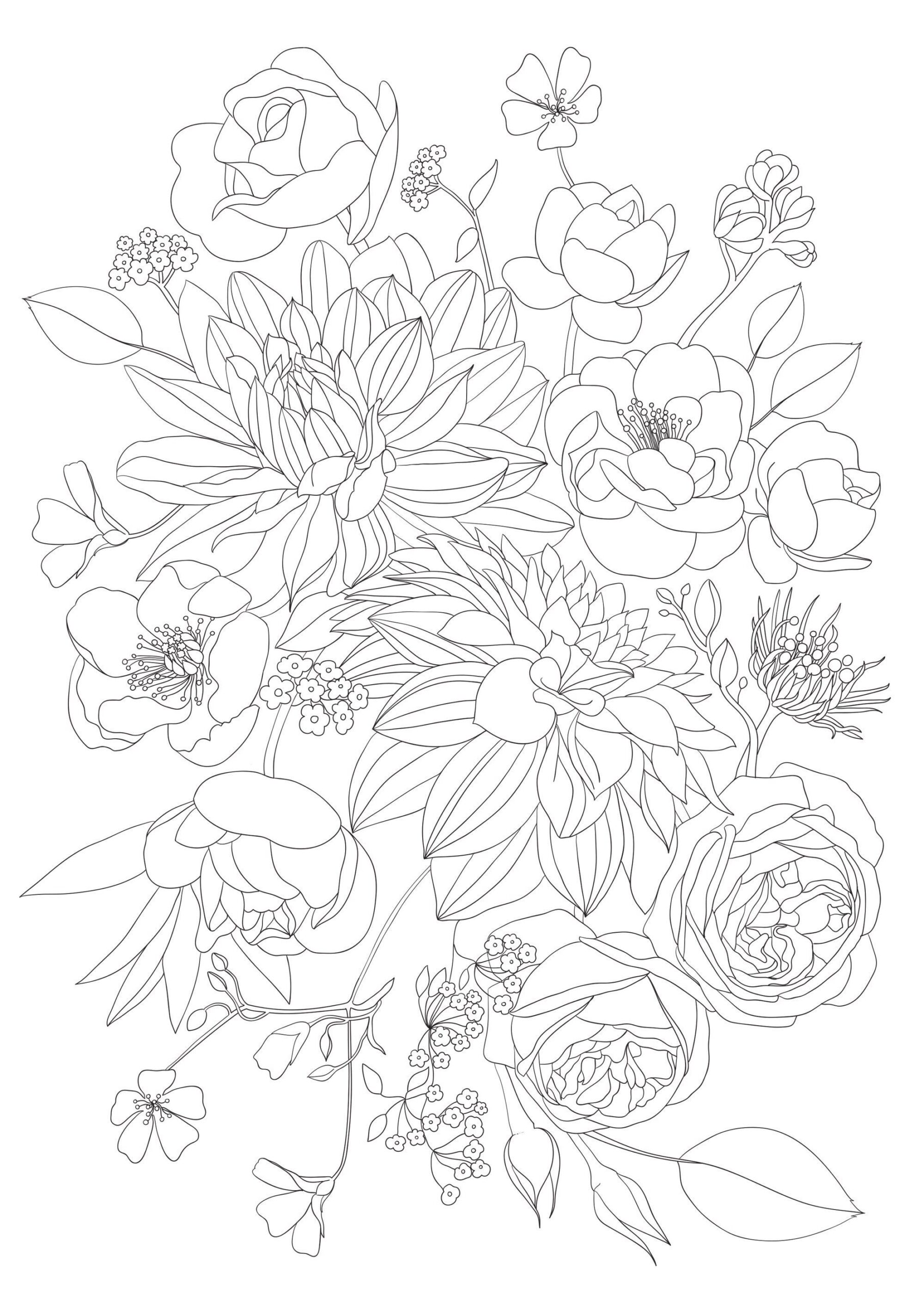 bunch of flowers colouring pages bunch of flowers colouring pages