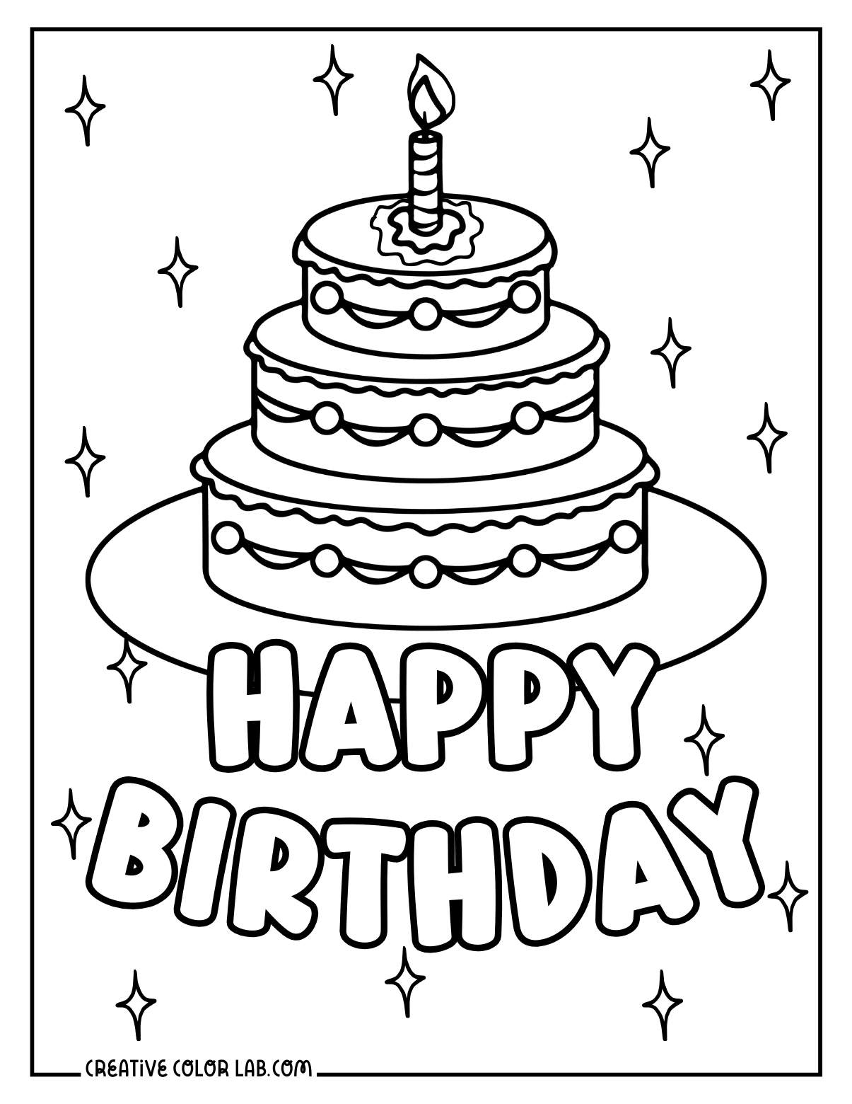 birthday colouring in pages