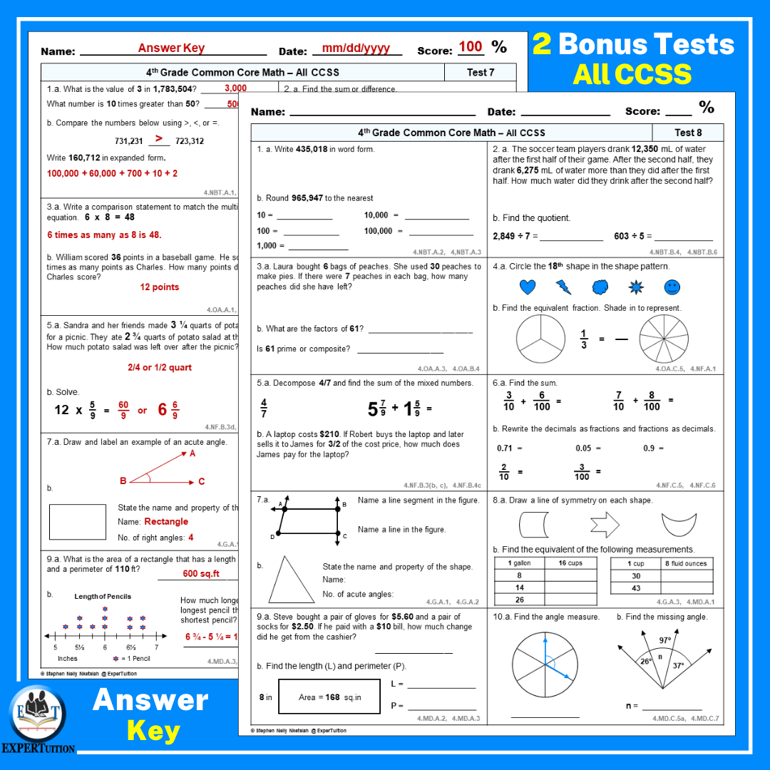 4th Grade Math Spiral Review Worksheets Q 4 ExperTuition 4th Grade Math Spiral Review Worksheets Q 4 ExperTuition