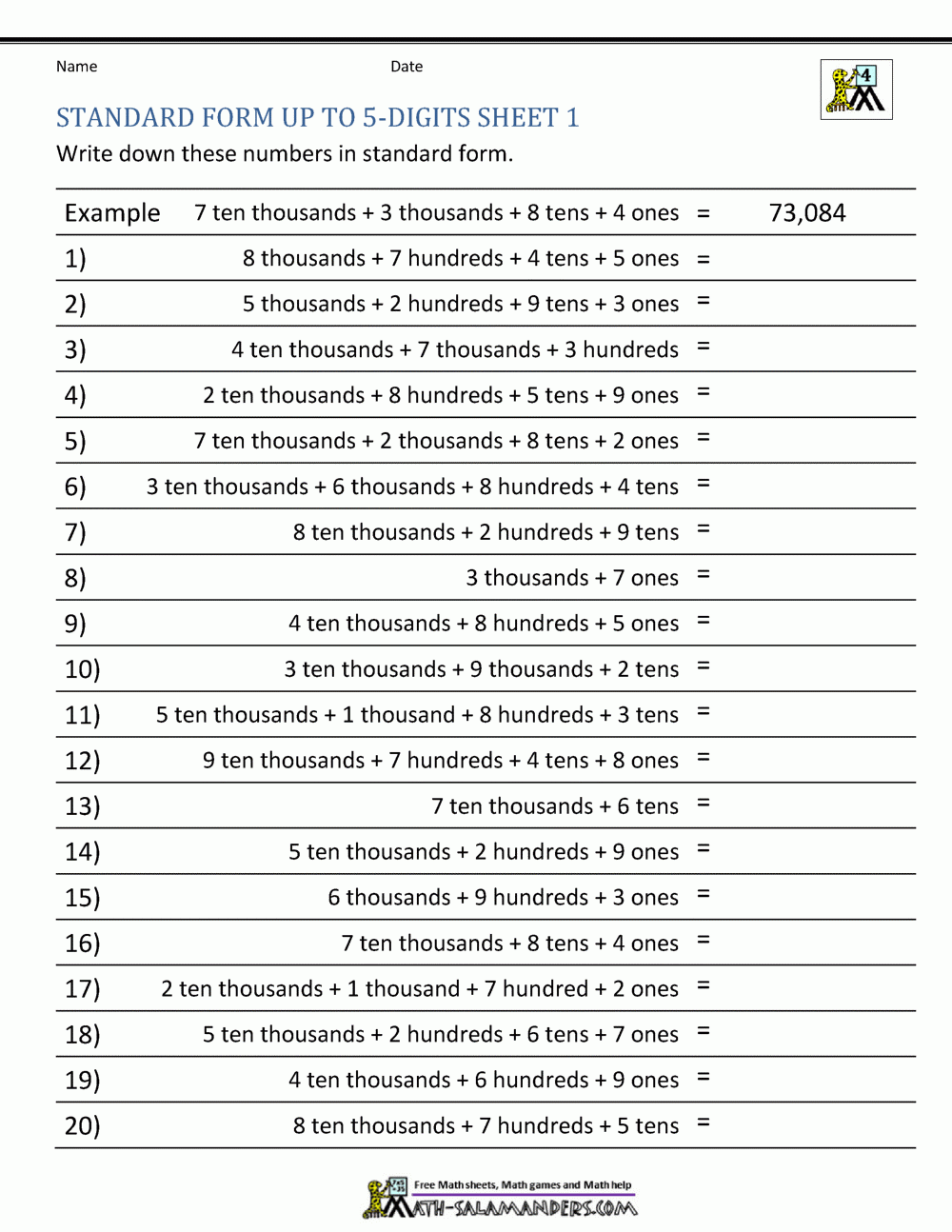 4th Grade Place Value Worksheets