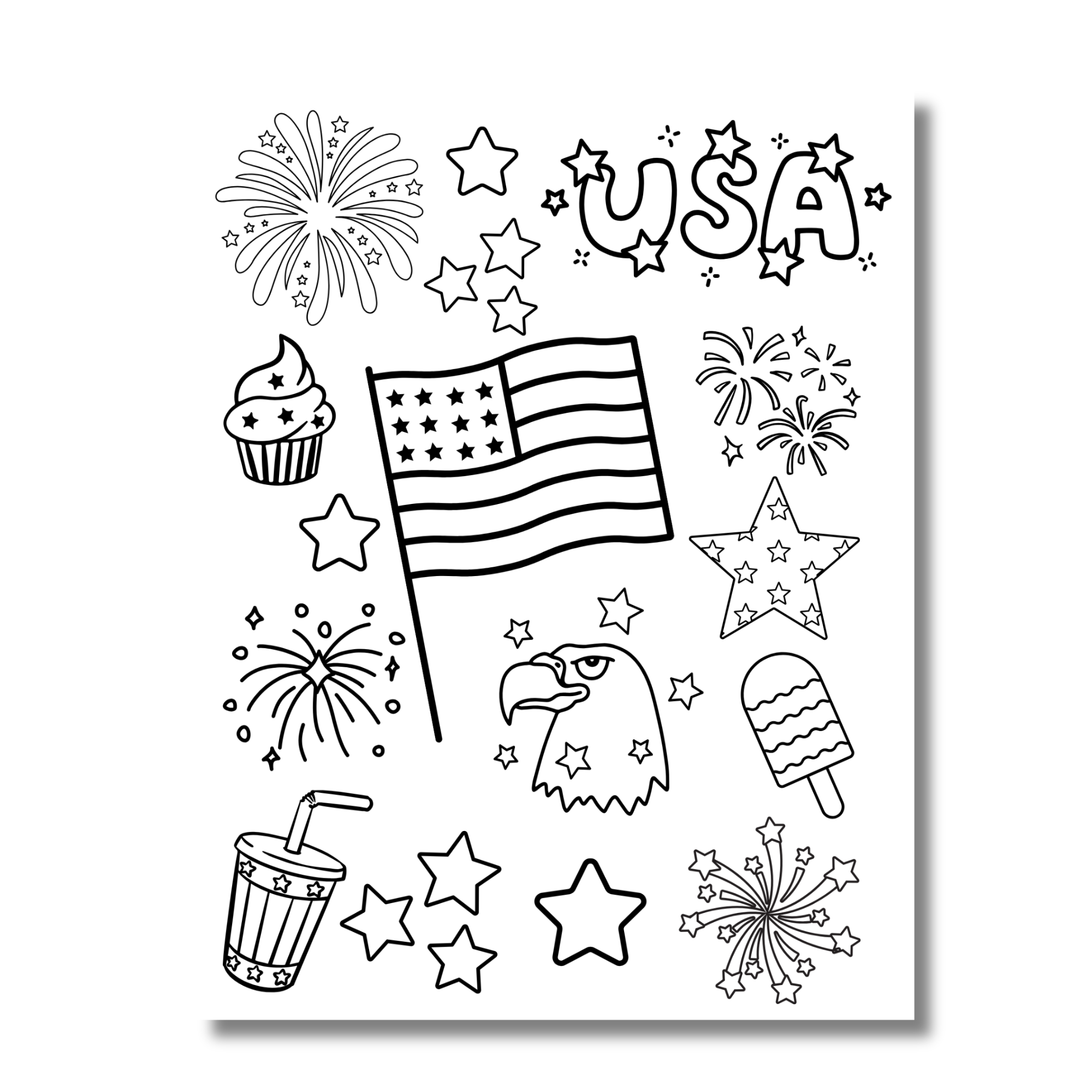 4th Of July Coloring Page Independence Day At Home With Zan Printables