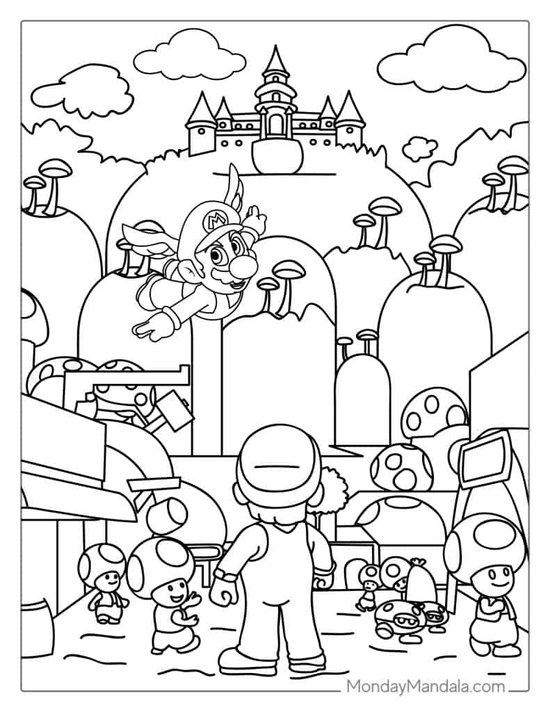 super mario characters coloring pages