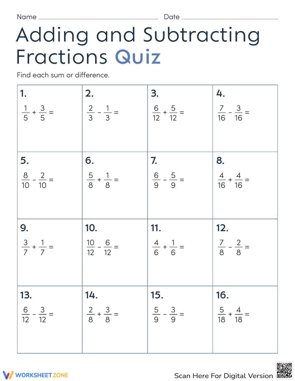 5th Grade Adding And Subtracting Fractions Worksheets Printable 5th Grade Adding And Subtracting Fractions Worksheets Printable