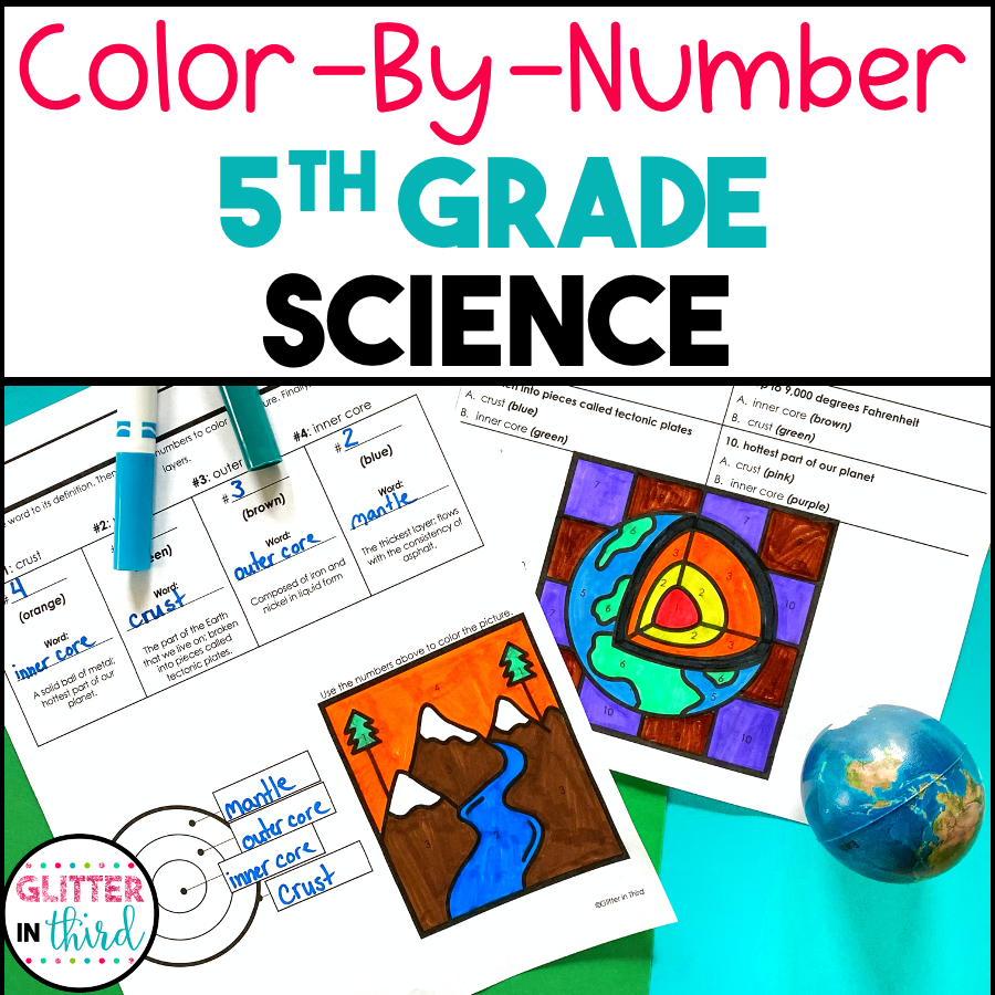 5th Grade Science SOL Color By Number Worksheets BUNDLE Glitter In Third