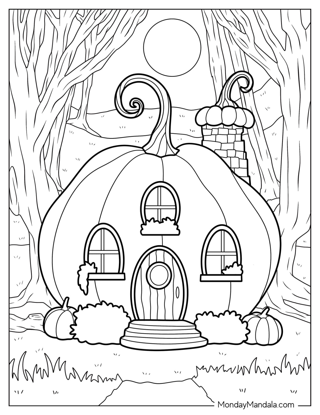 coloring page pumpkin patch