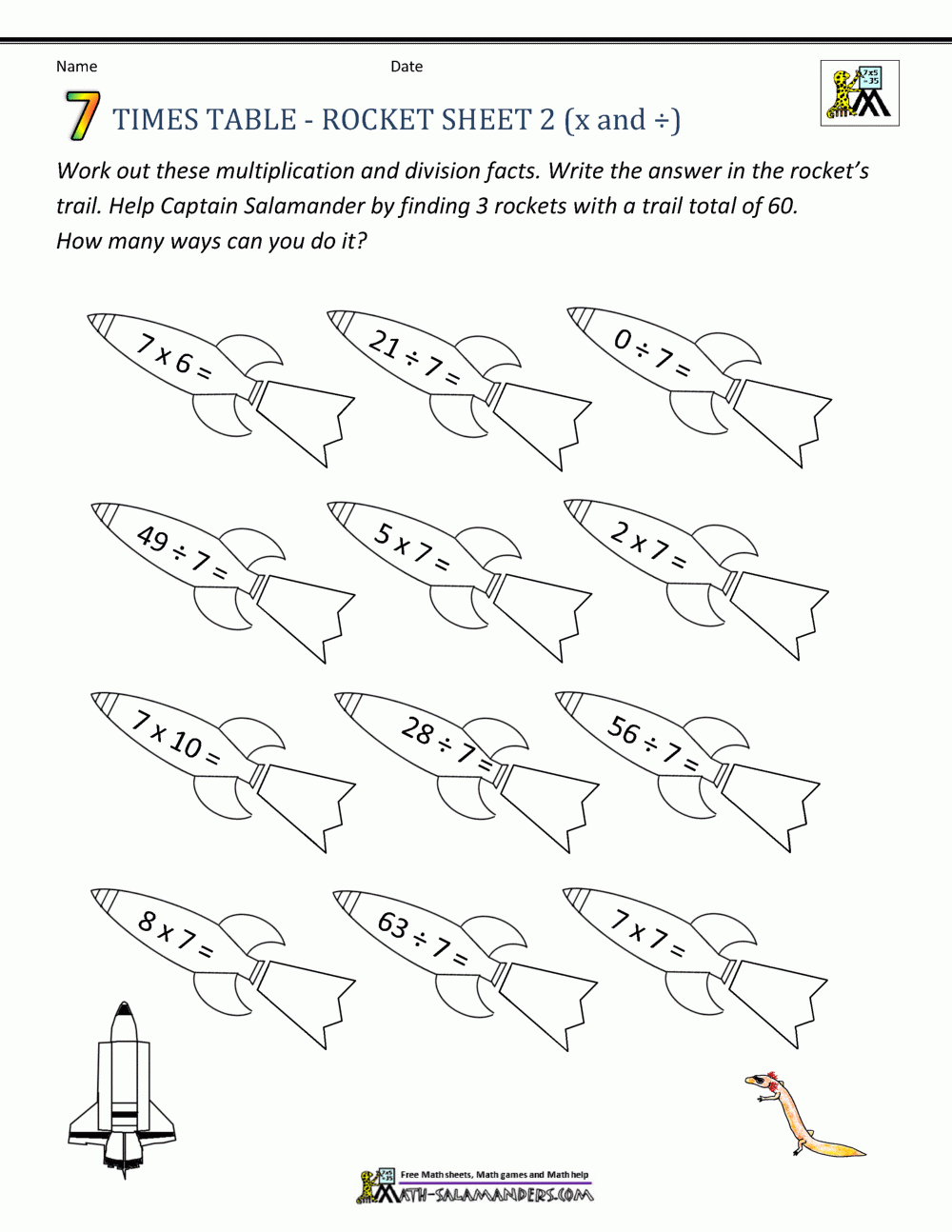 7 Times Table Worksheet Page 7 Times Table Worksheet Page