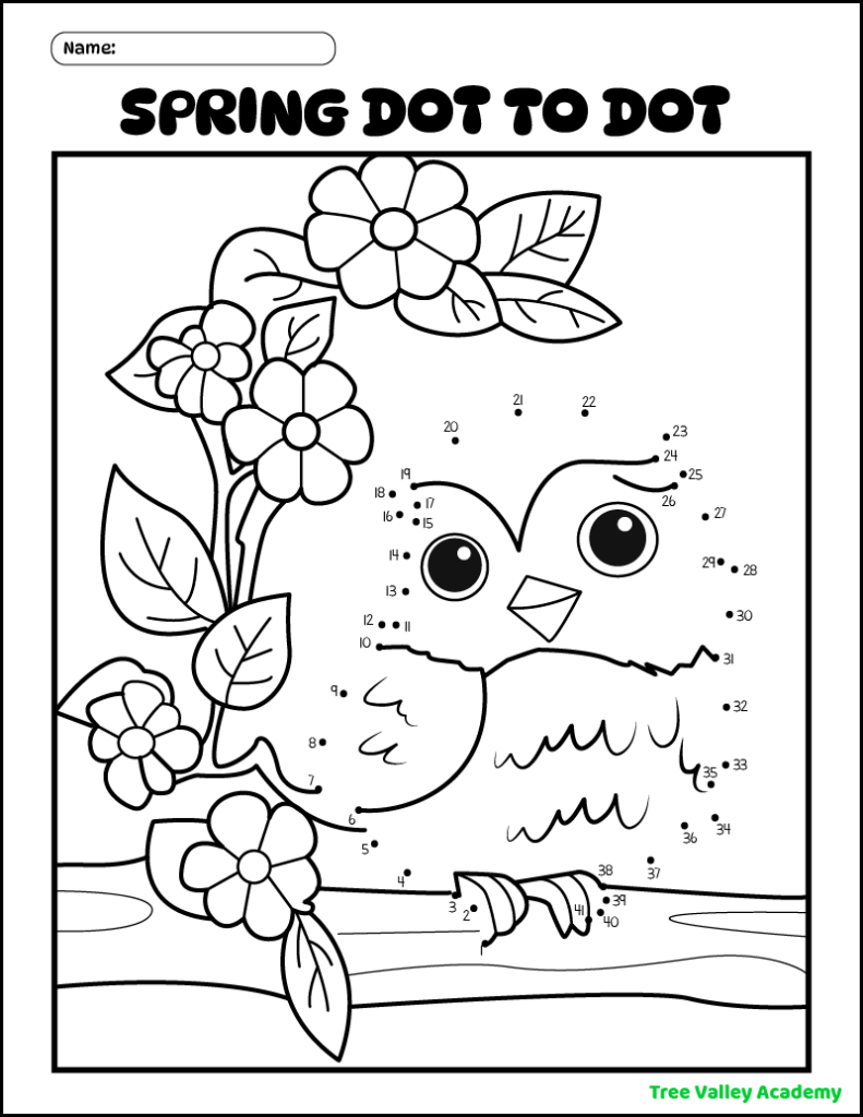 8 Spring Connect The Dots Coloring Pages Tree Valley Academy