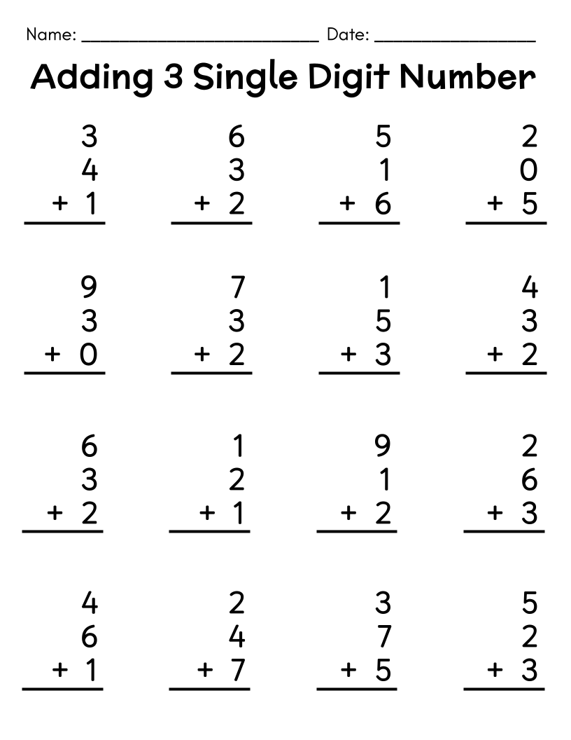 addition worksheets for 3rd graders