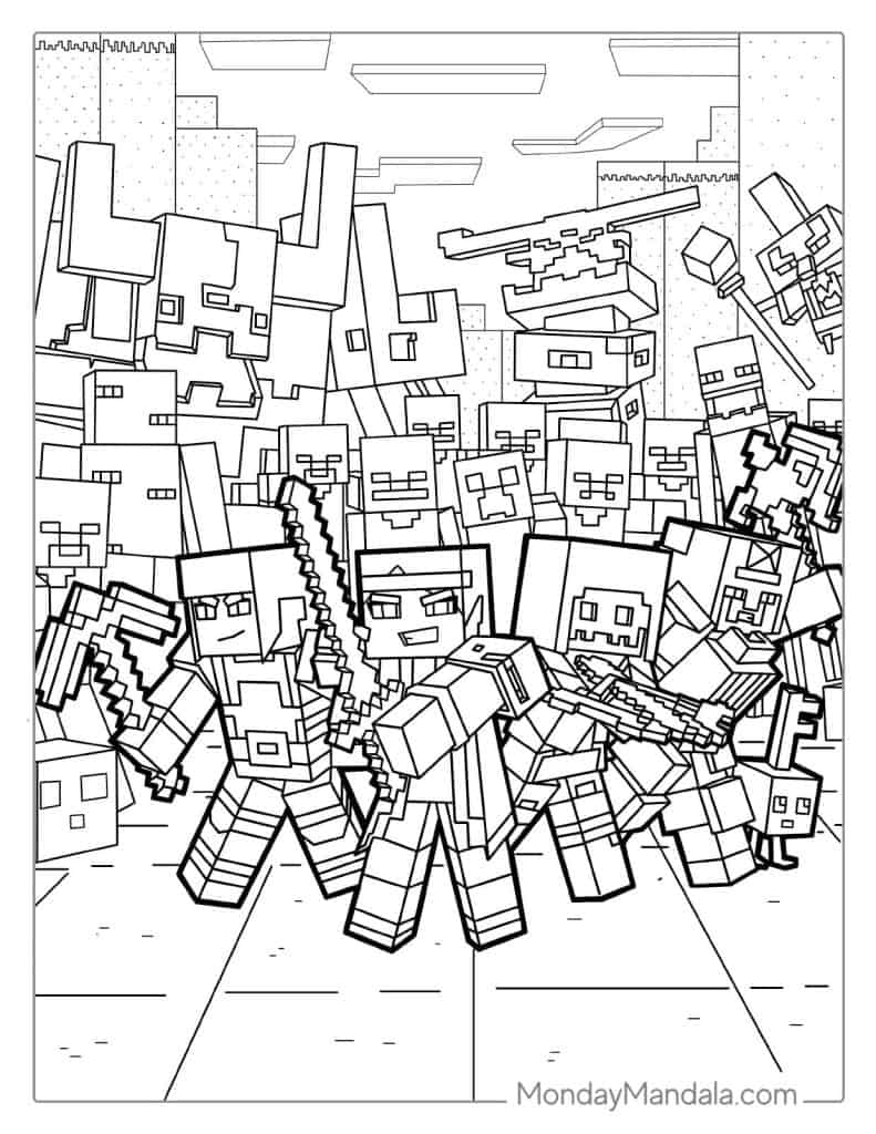 printable minecraft colouring pages