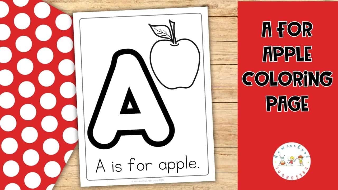 A For Apple Coloring Page For Preschoolers