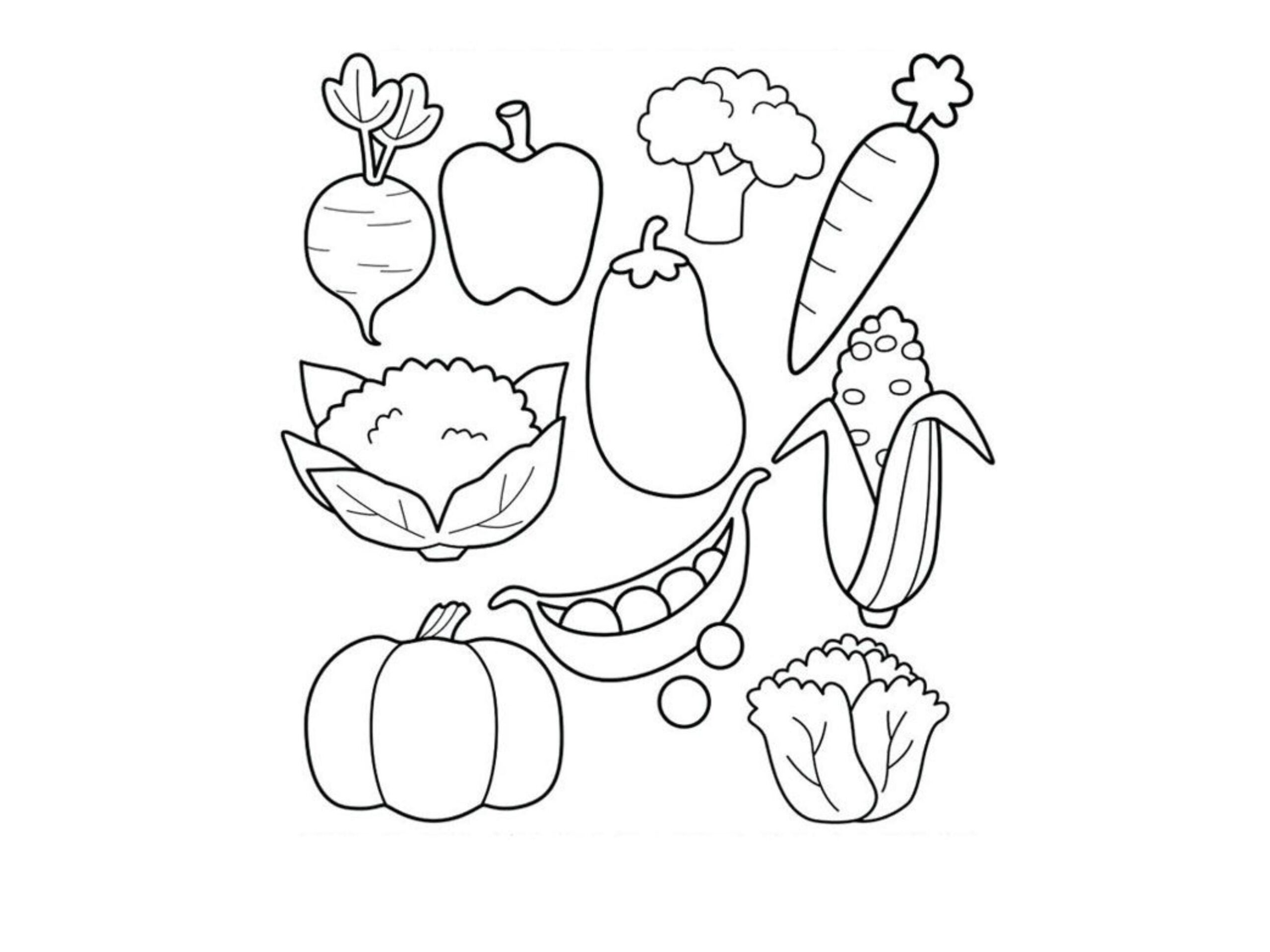 A Fruits Vegetables Coloring Book 50 Pages PDF Etsy