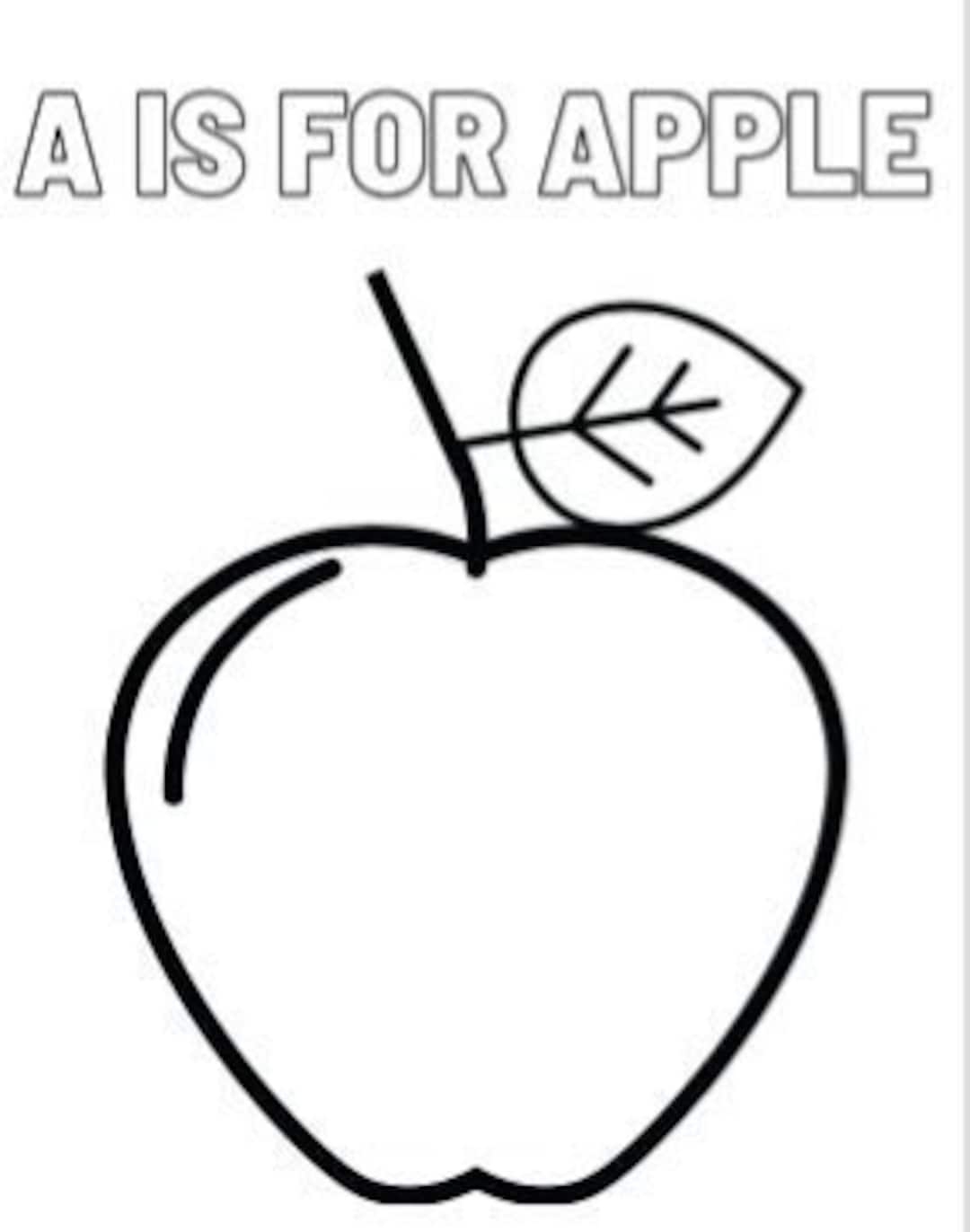 A Is For Apple Learning Coloring Page Etsy