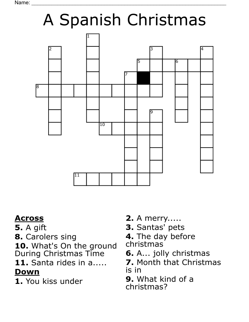 A Spanish Christmas Crossword WordMint
