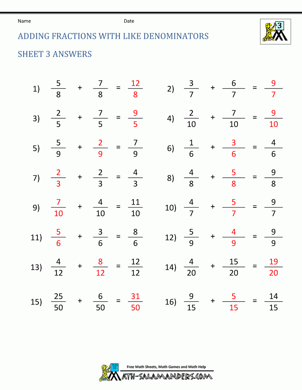 Adding And Subtracting Fraction Worksheets Adding And Subtracting Fraction Worksheets