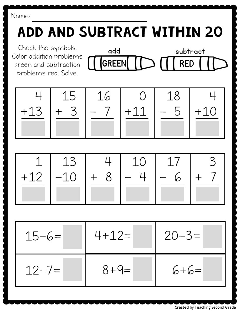 1st grade addition worksheets