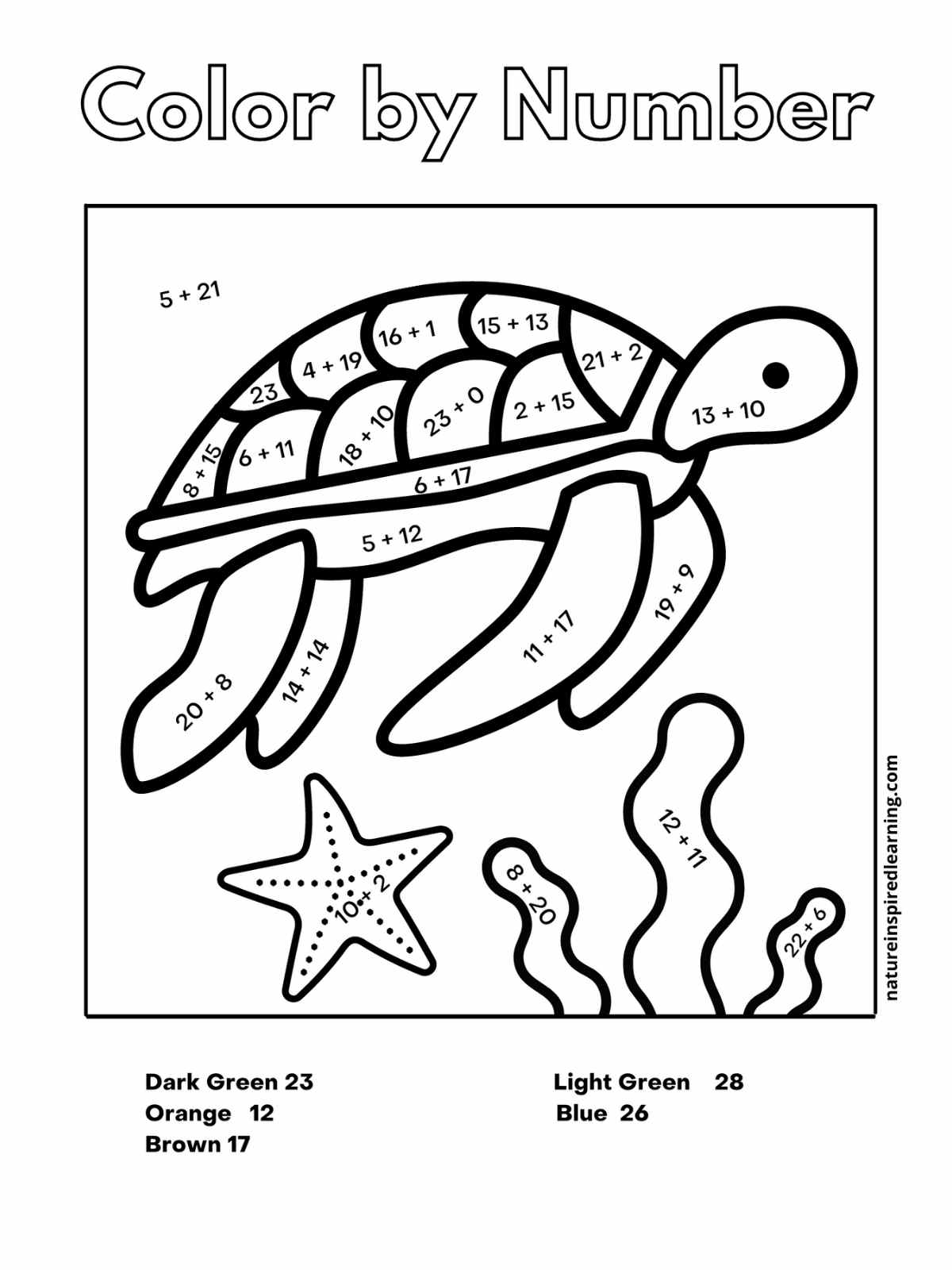 color number math worksheets