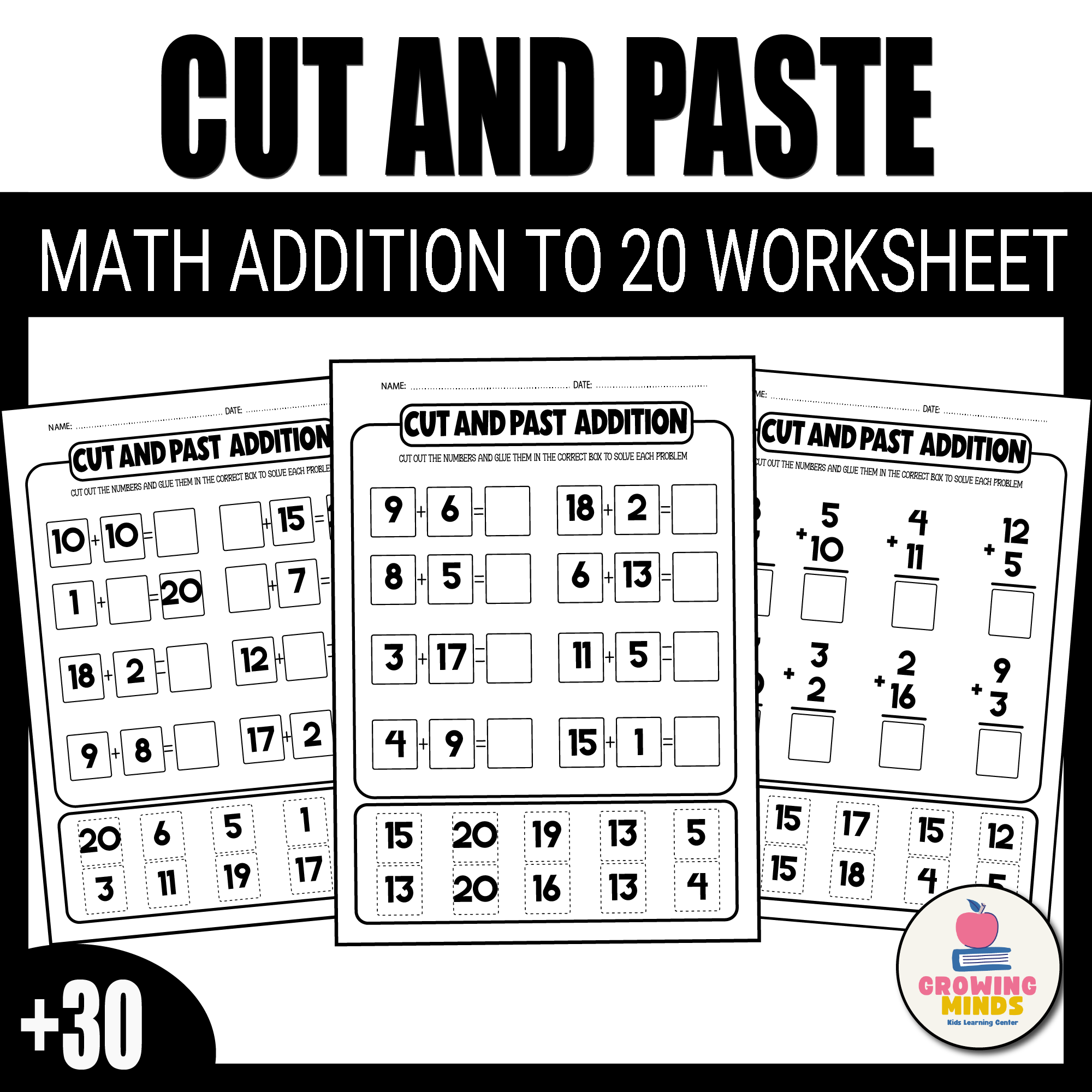 Addition Cut And Paste To 20 Worksheets Math Centers Math Addition Worksheet Made By Teachers Addition Cut And Paste To 20 Worksheets Math Centers Math Addition Worksheet Made By Teachers