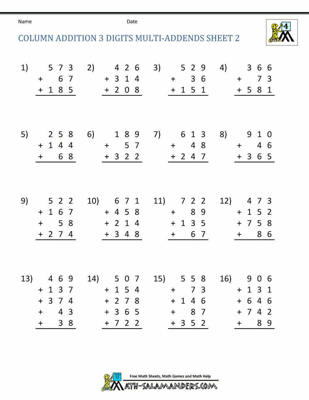 Addition Regrouping Worksheet 4th Grade