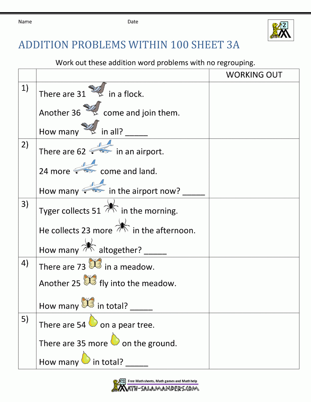Addition Word Problems 2nd Grade