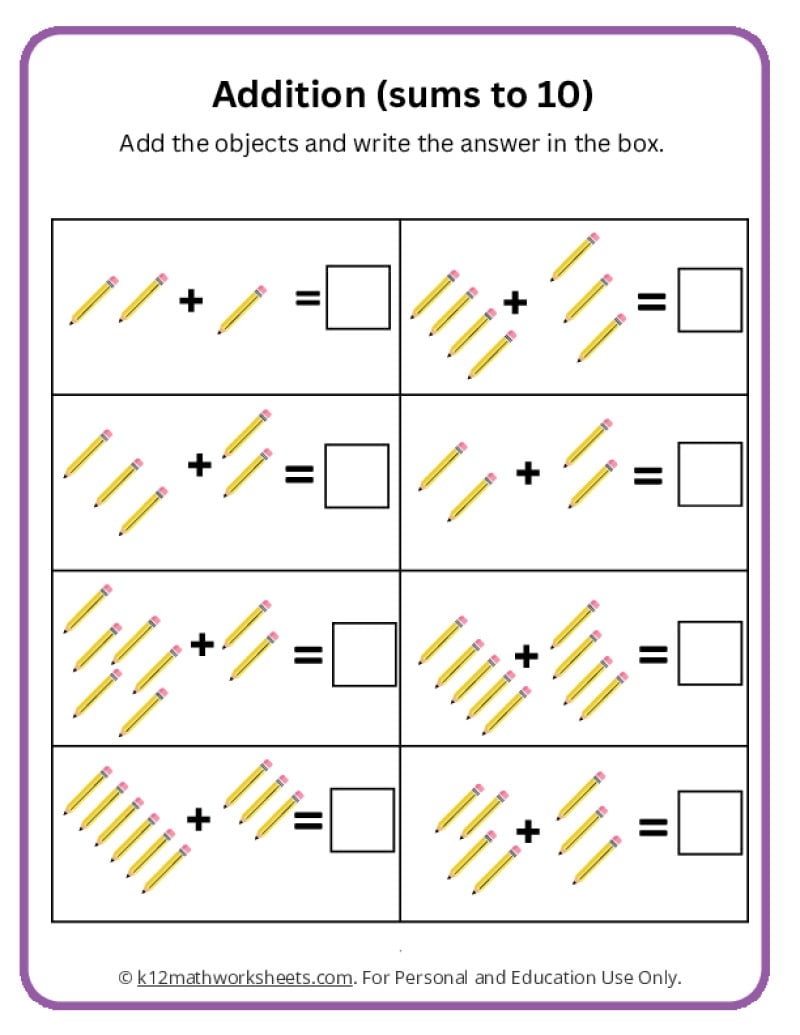 free printable addition worksheets