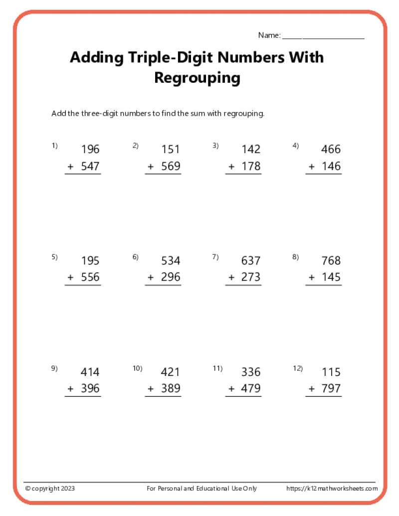 free math addition worksheets