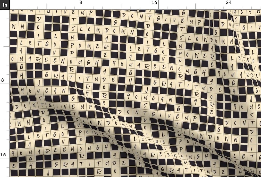 Affirmation Crossword Puzzle Fabric Crosswords Affirmations By Patternlady Affirmation Cotton Fabric By The Yard With Spoonflower Etsy