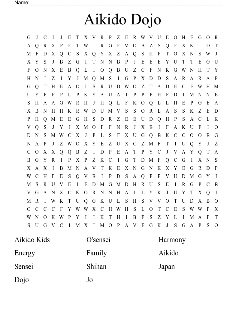 Aikido Dojo Word Search WordMint