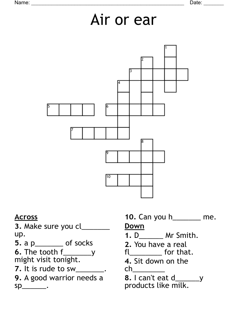 Air Or Ear Crossword WordMint