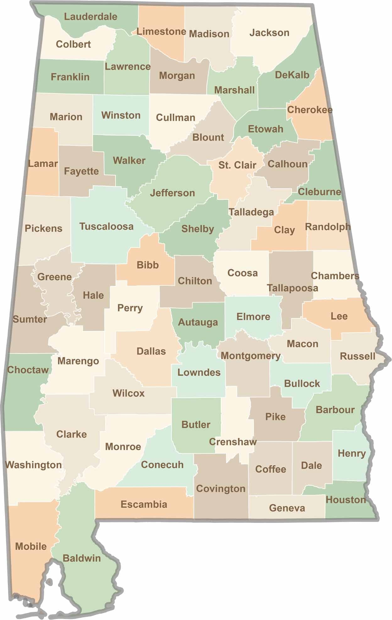 Alabama County Map US County Maps