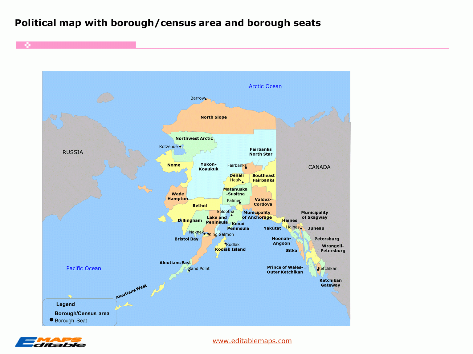 Alaska Borough Map Editable PowerPoint Maps
