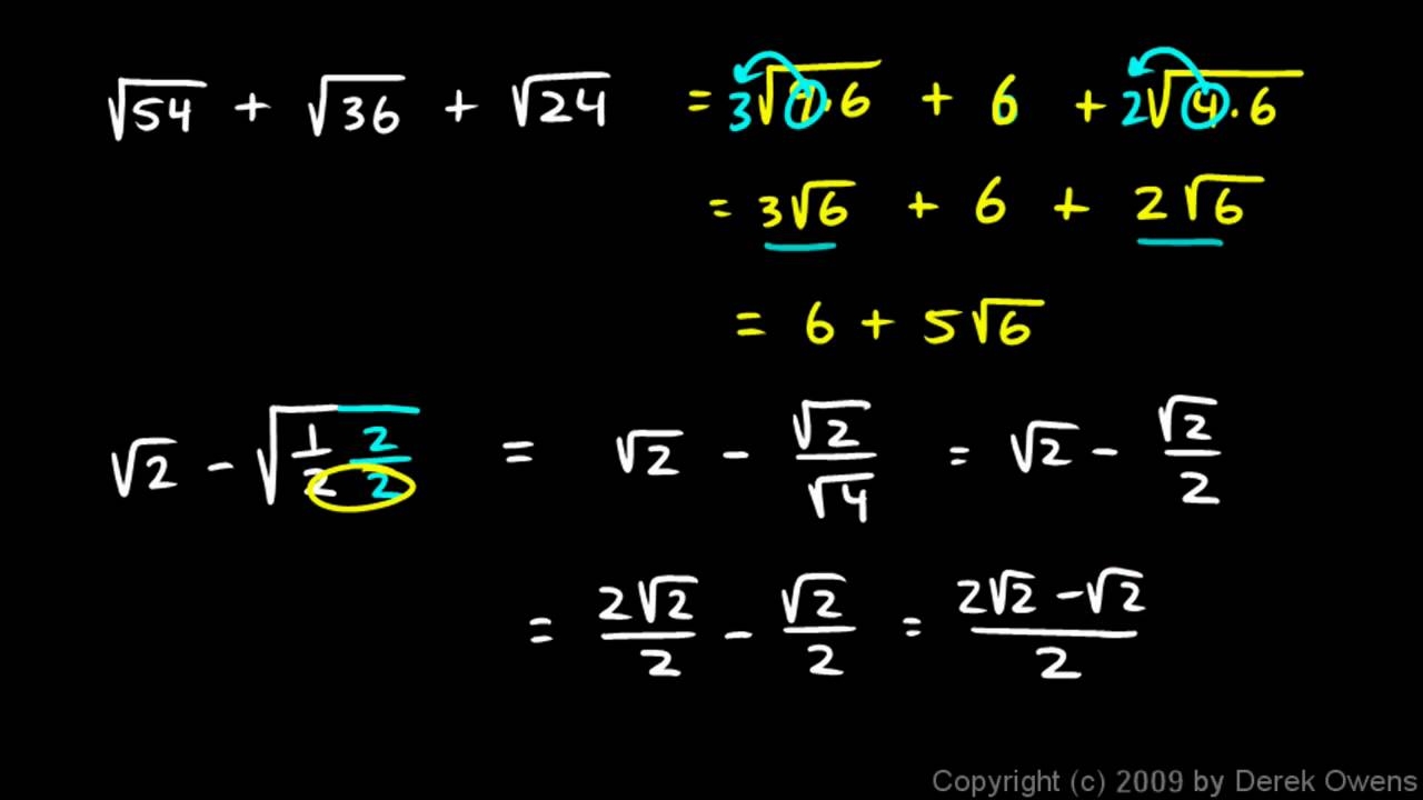 Algebra 1 11 8a Adding And Subtracting Radicals YouTube Algebra 1 11 8a Adding And Subtracting Radicals YouTube