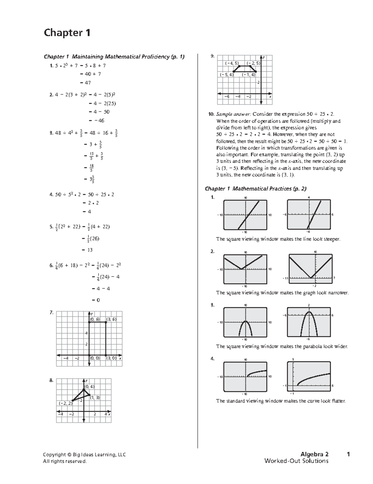 Algebra 2 Big Ideas Chapter 1 Worked Out Solutions And Answers Studocu Algebra 2 Big Ideas Chapter 1 Worked Out Solutions And Answers Studocu