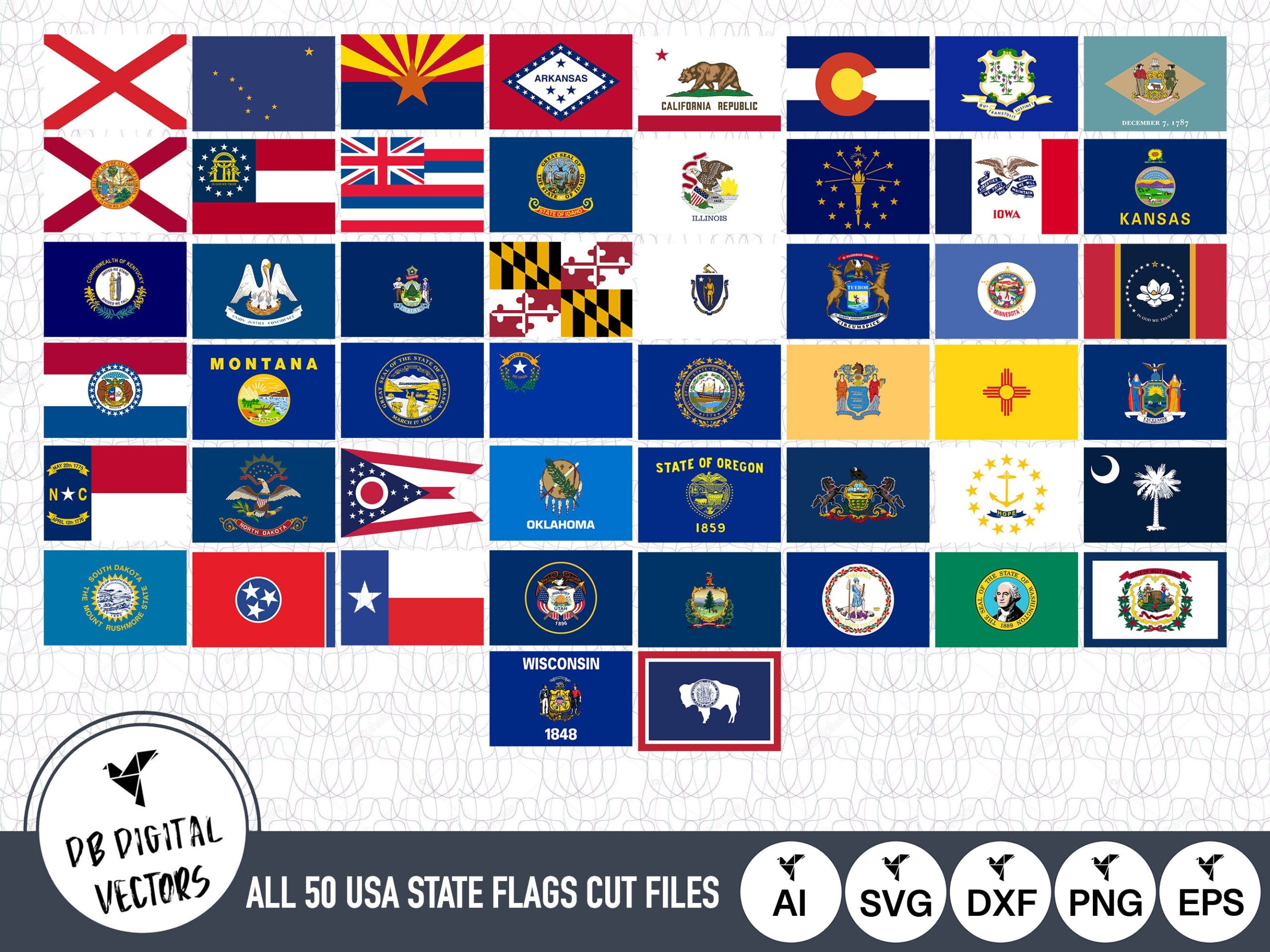 All 50 USA State Flags SVG Cut Files Vector Clip Art digital Download Etsy All 50 USA State Flags SVG Cut Files Vector Clip Art digital Download Etsy