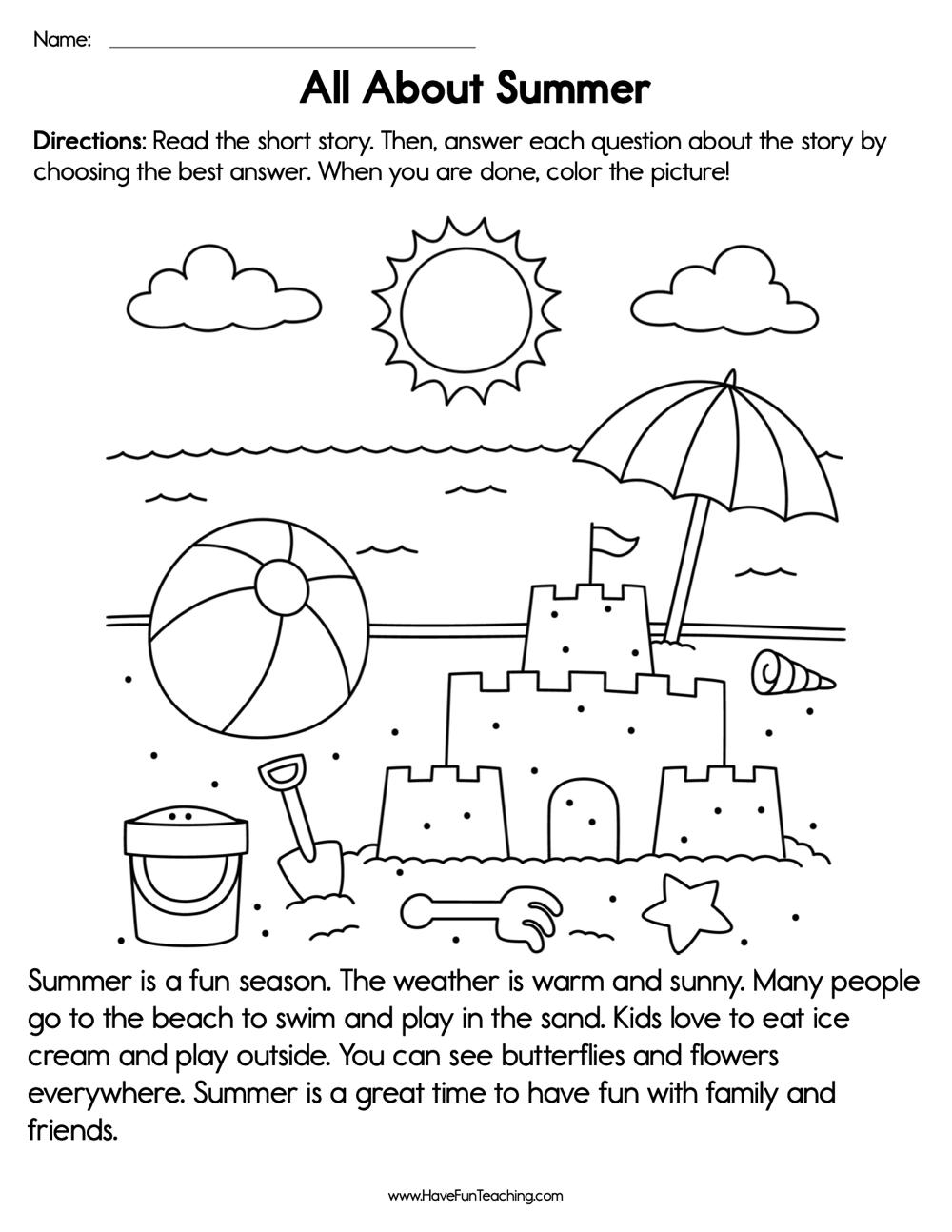 All About Summer Reading Comprehension Worksheet Have Fun Teaching All About Summer Reading Comprehension Worksheet Have Fun Teaching