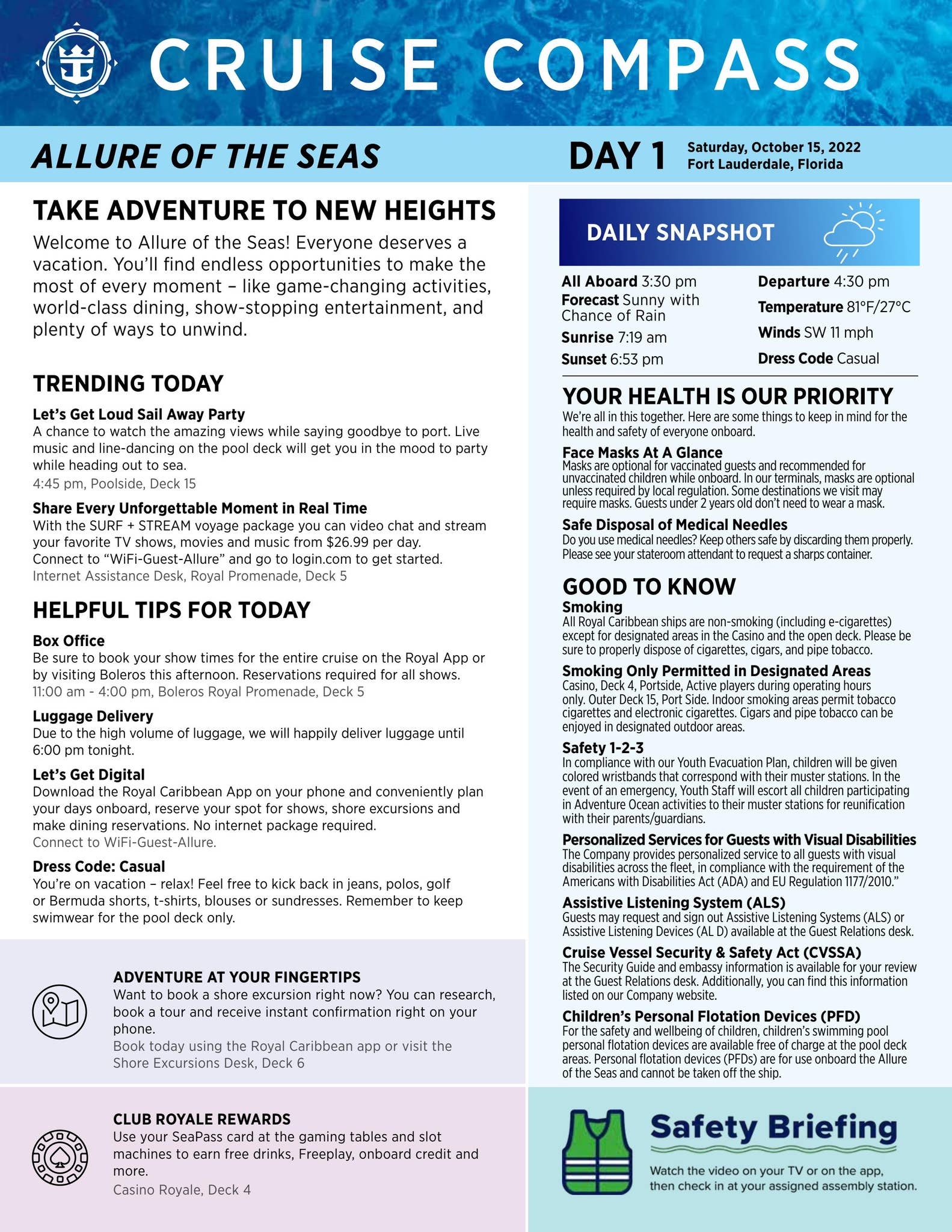 Allure Of The Seas 8 night Southern Caribbean Cruise Compass October 15 2022 By Royal Caribbean Blog Issuu
