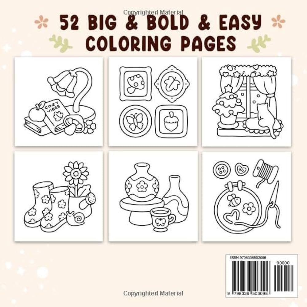 Amazon Cozy Cute Coloring Book For Adults And Teens Bold And Easy Designs For Relaxation With Hygge Inspirations Bold Easy Coloring 9798336503098 Wyo Coco Books