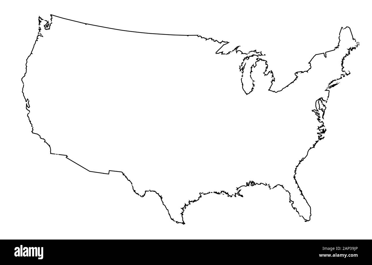 unlabelled map of usa