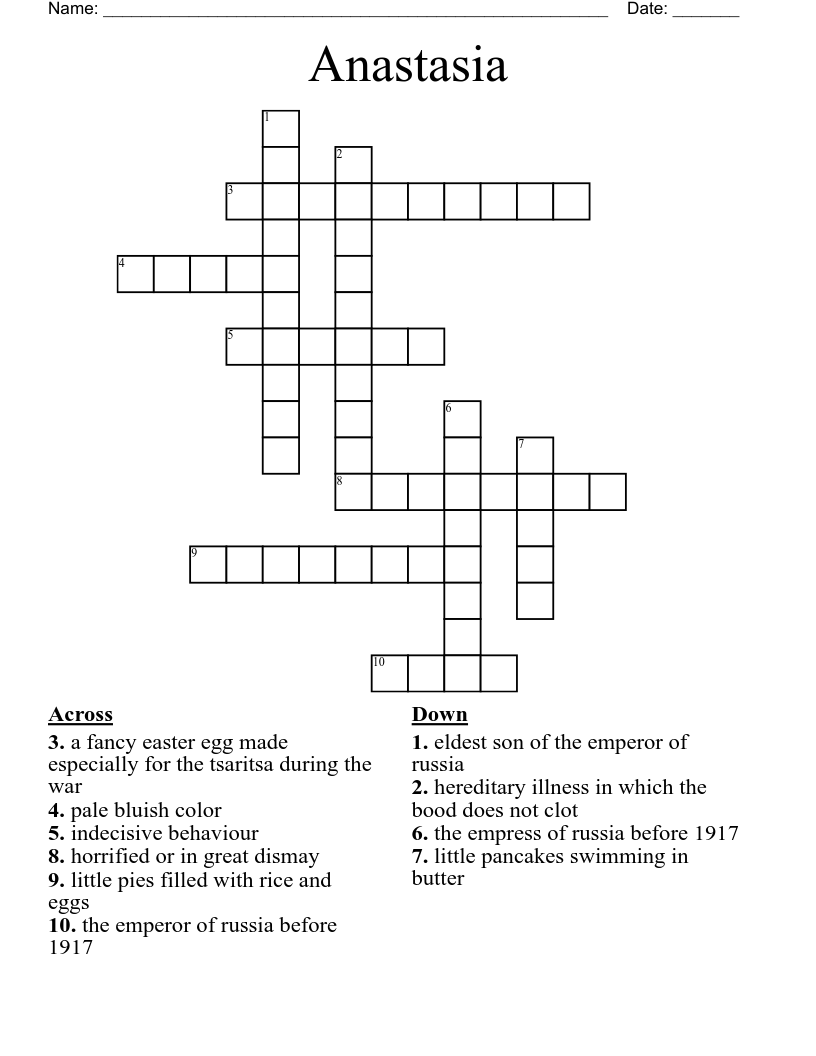 Anastasia Crossword WordMint