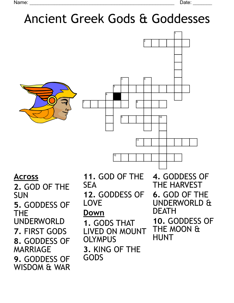Ancient Greek Gods Goddesses Crossword WordMint Ancient Greek Gods Goddesses Crossword WordMint