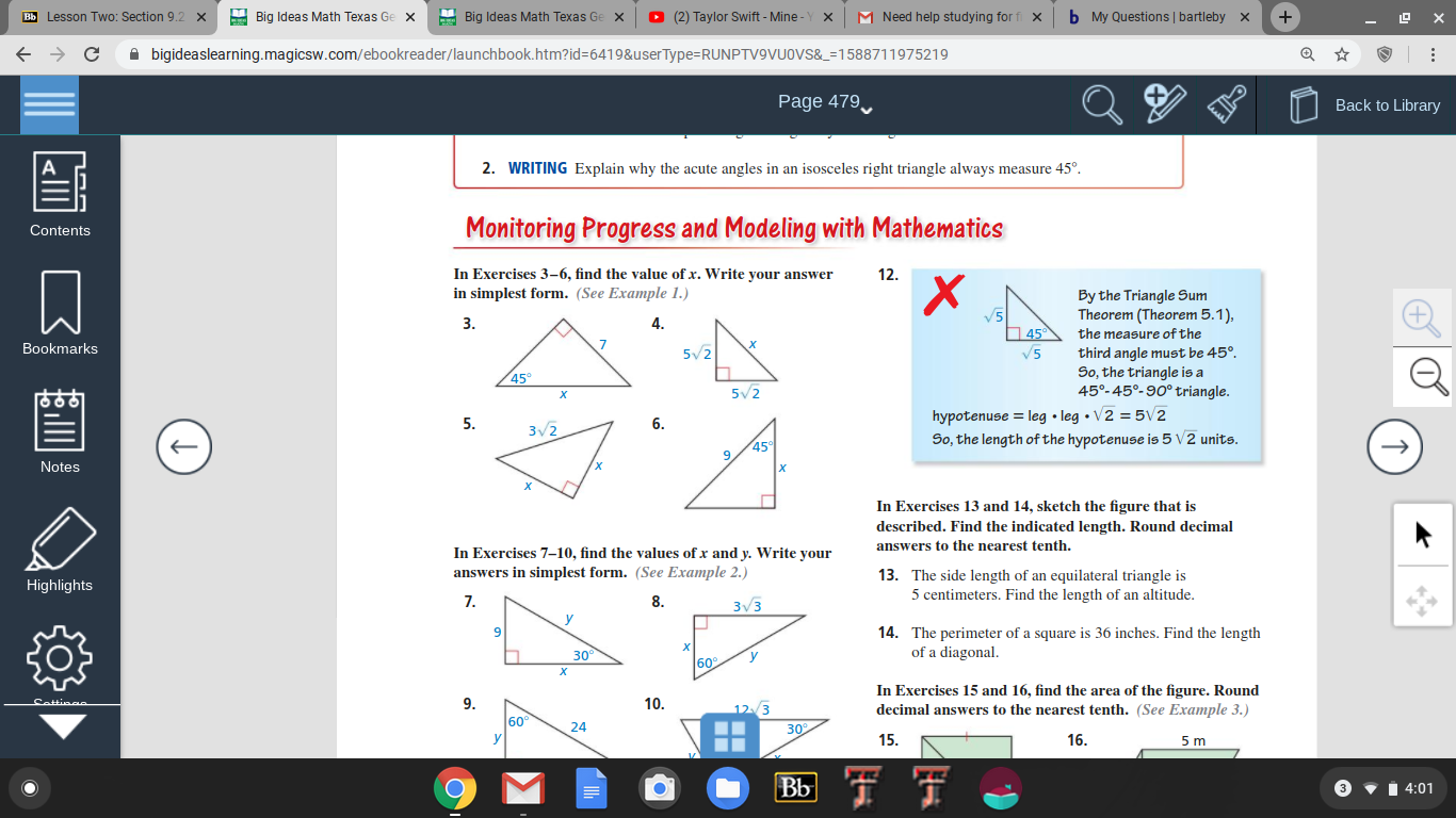Answered Bb Lesson Two Section 9 2 E Big Ideas Math Texas Ge X E Big Ideas Math Texas Ge O 2 Taylor Swift Mine Y X M Need Help Studying