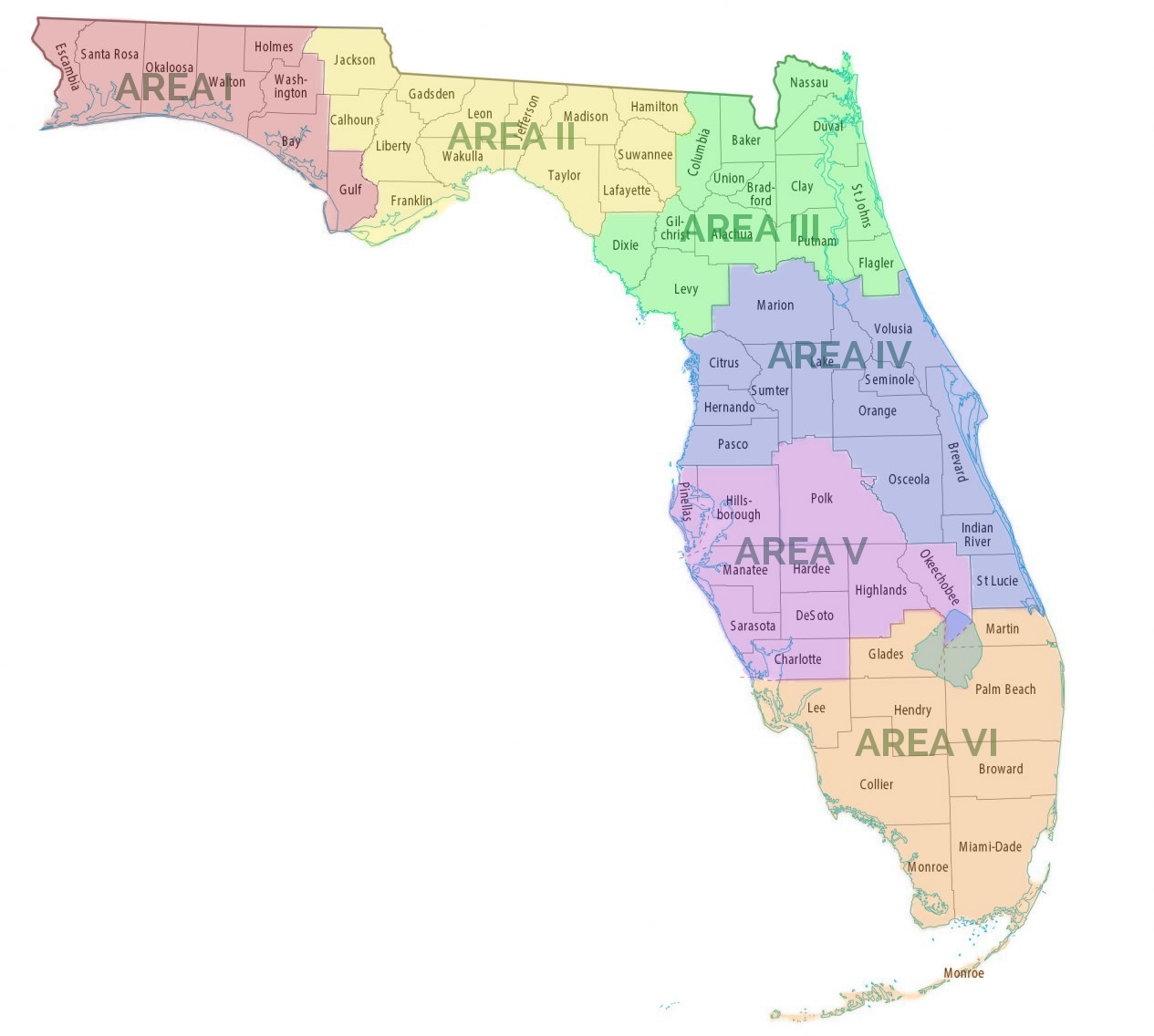 Area Map And Counties Florida Educational Negotiators