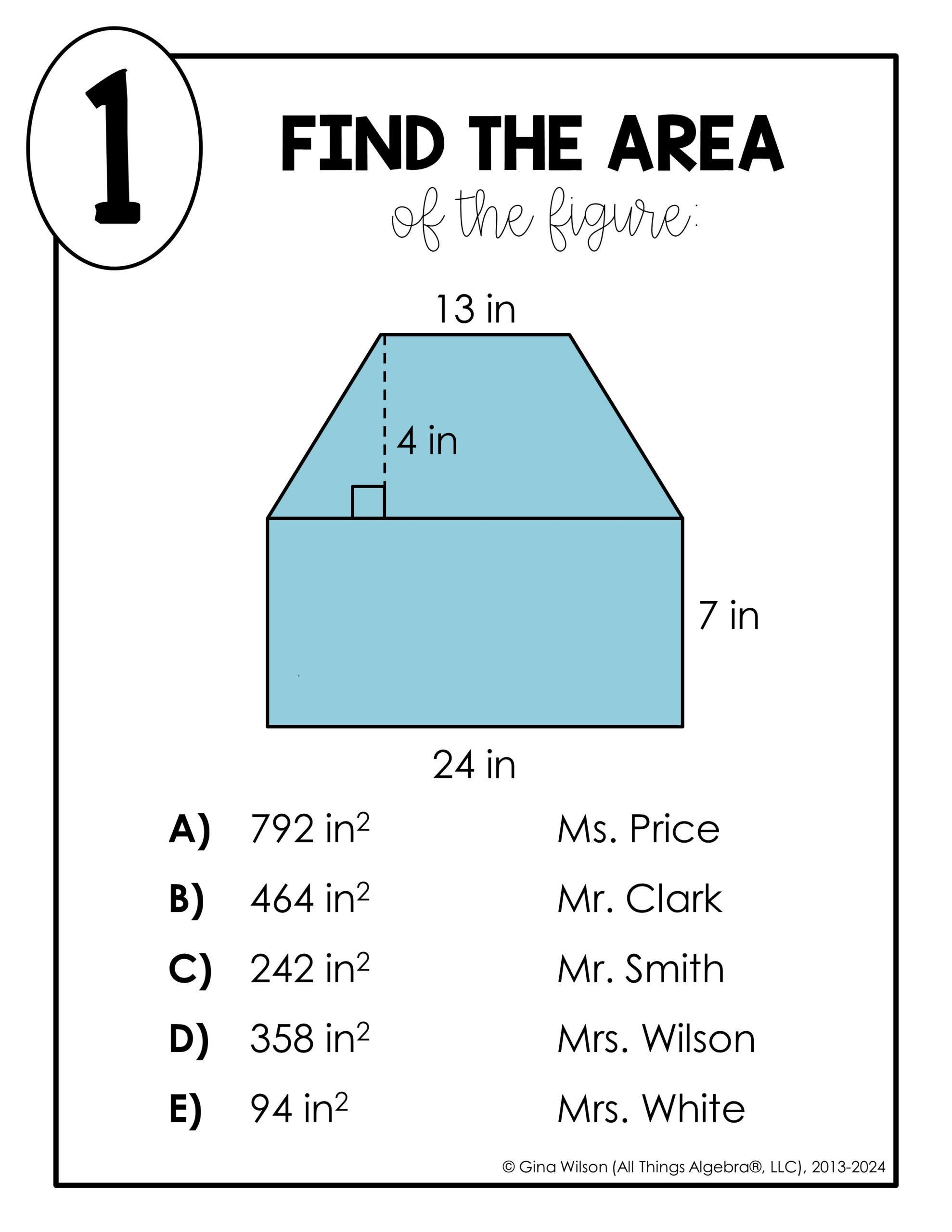 Area Of Composite Figures Math Lib Activity All Things Algebra 
