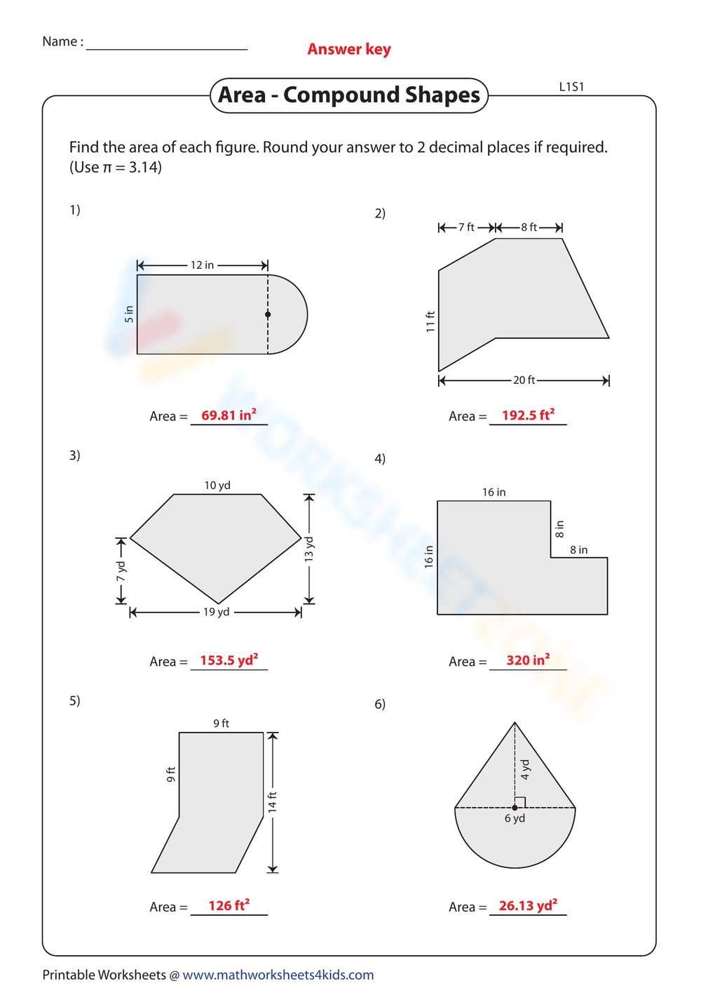 area of compound figures worksheet area of compound figures worksheet