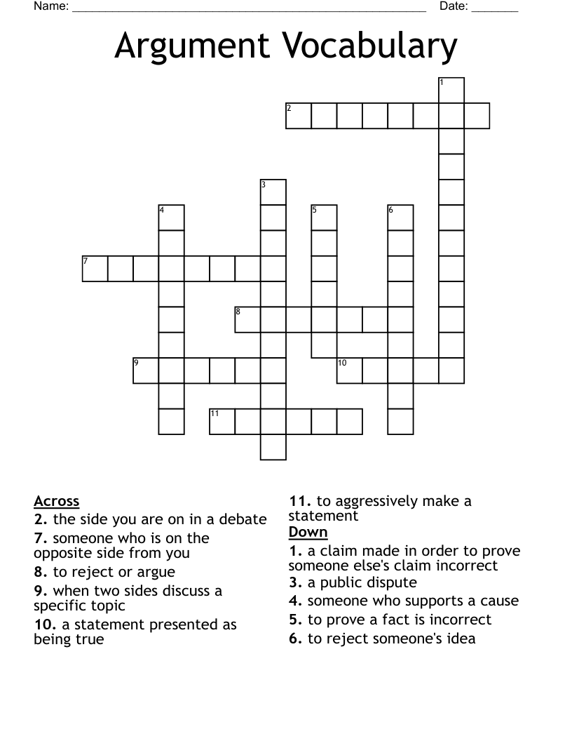 Argument Vocabulary Crossword WordMint Argument Vocabulary Crossword WordMint