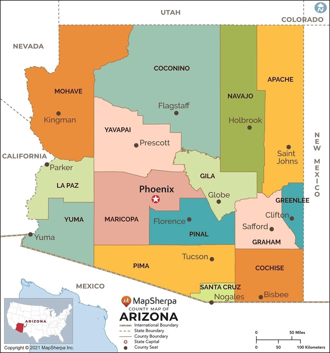 Arizona Counties Map Standard 36 X 38 5 Laminated EBay Arizona Counties Map Standard 36 X 38 5 Laminated EBay