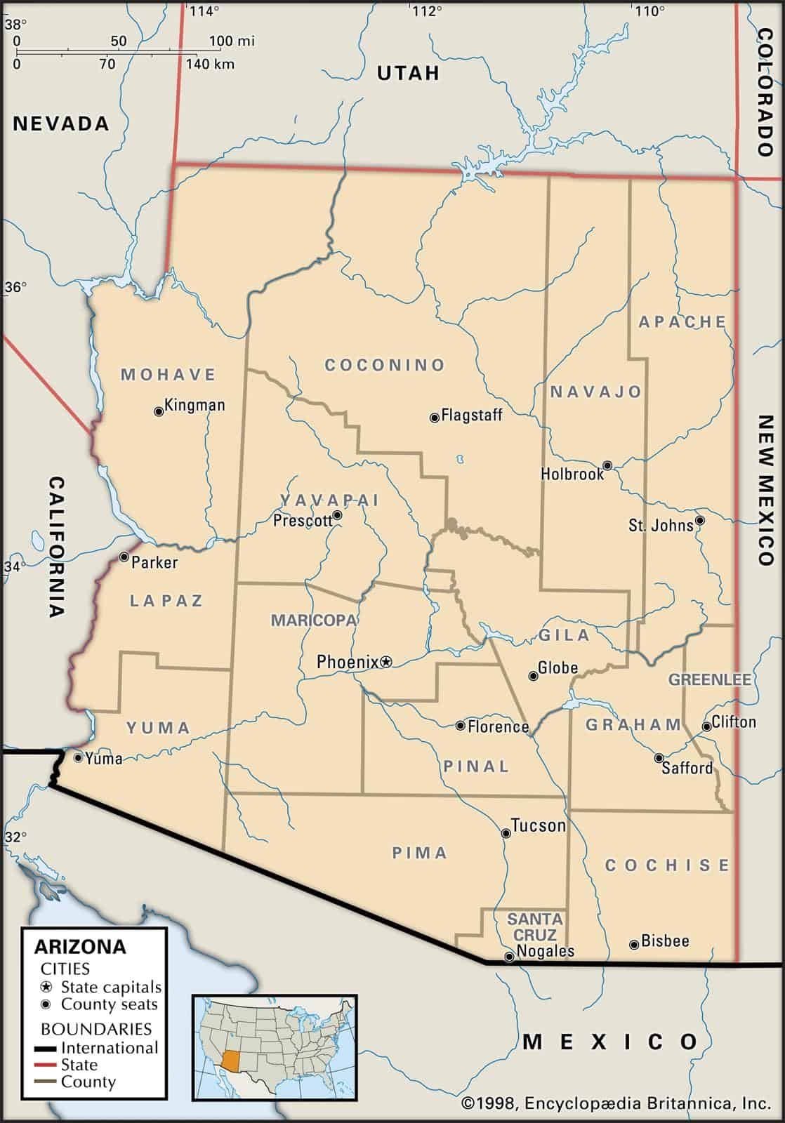 Arizona County Maps Interactive History Complete List