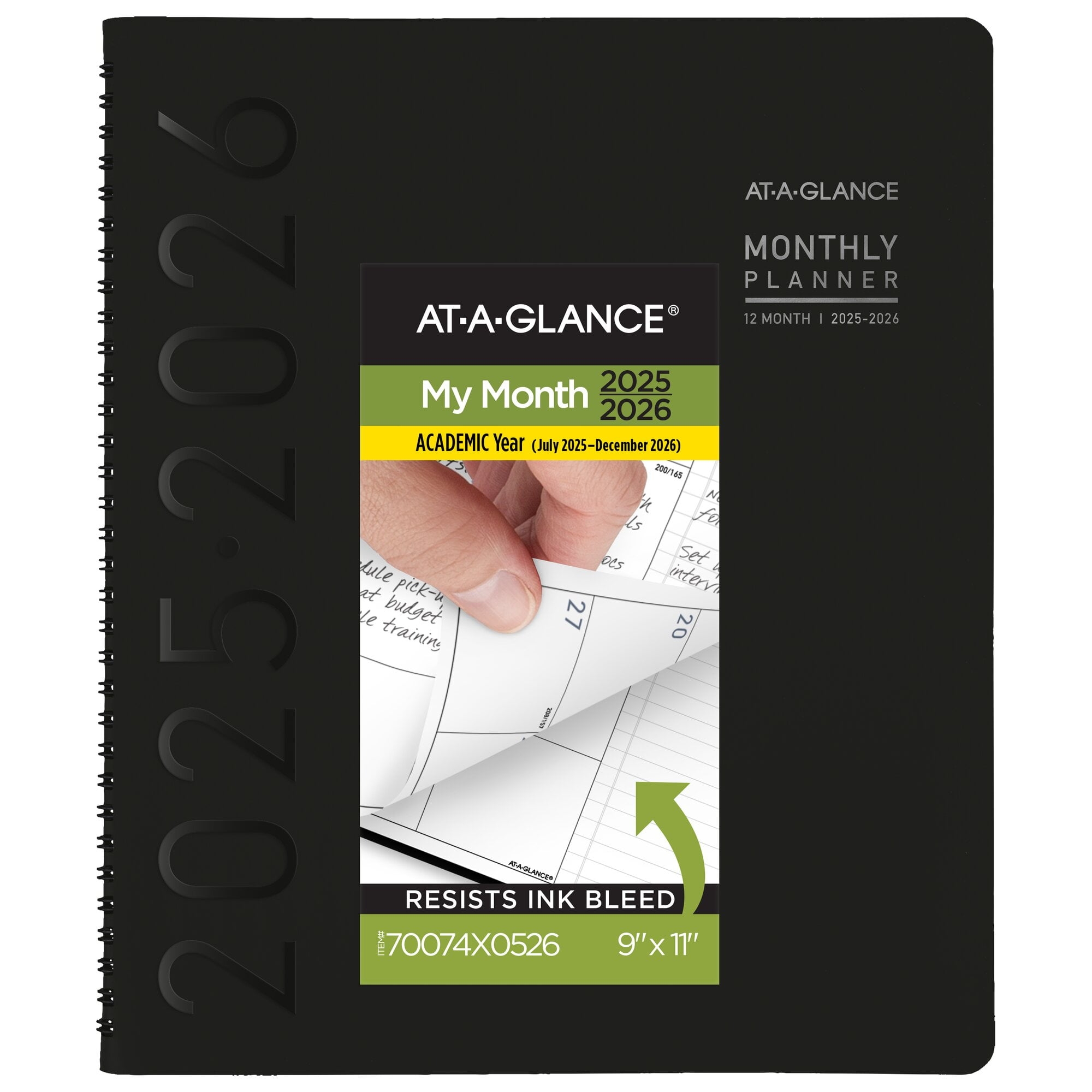 AT A GLANCE Contemporary Academic 2025 2026 Monthly Planner Black Large 9 X 11 Walmart