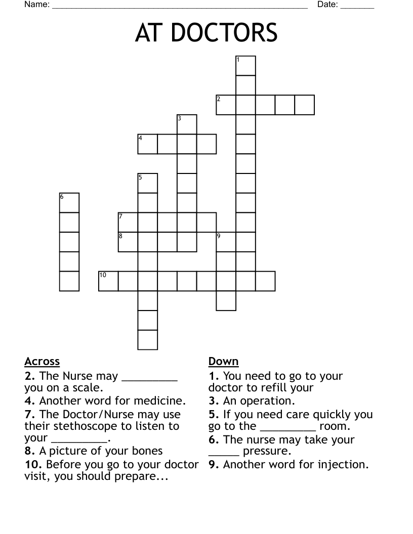 AT DOCTORS Crossword WordMint AT DOCTORS Crossword WordMint