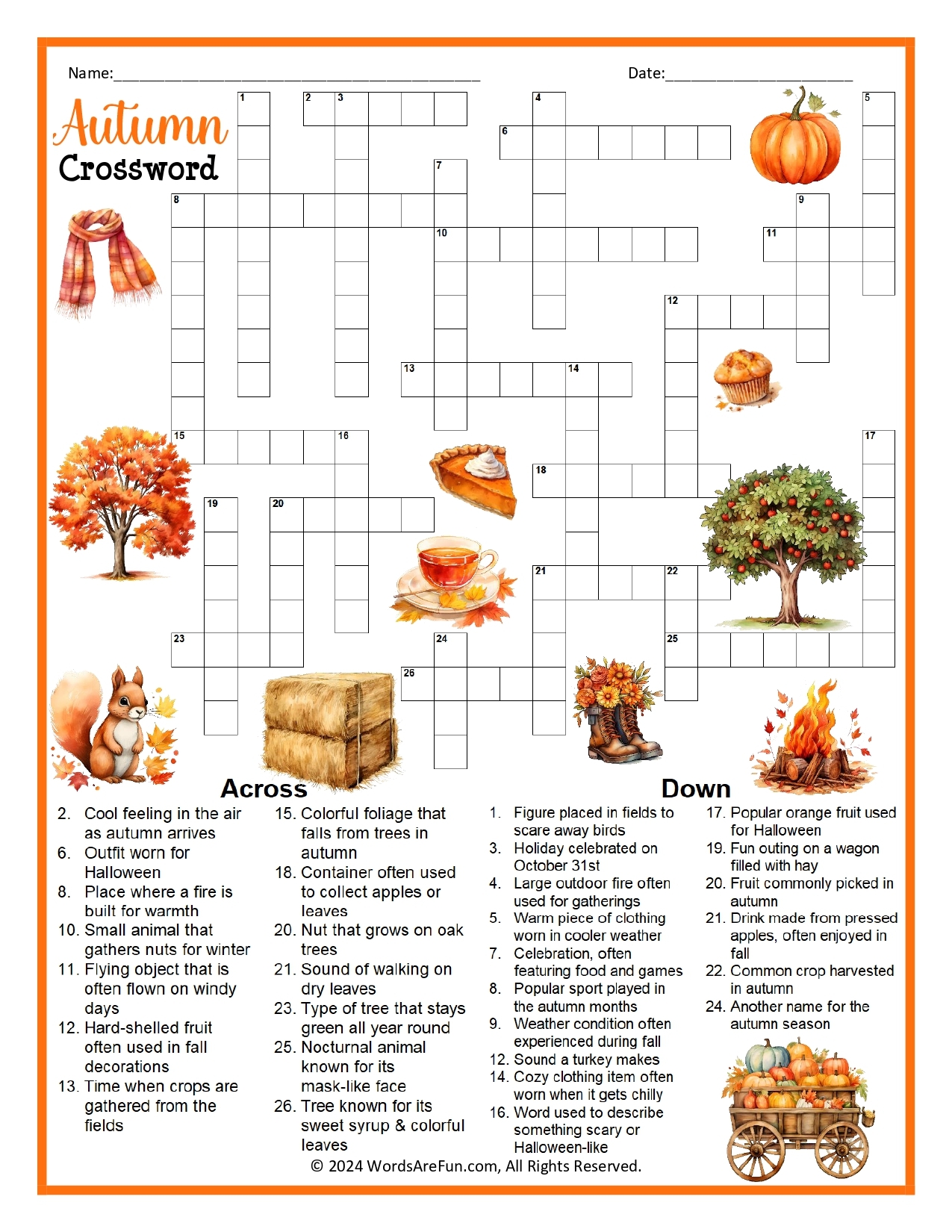 Autumn Crossword Puzzle Autumn Crossword Puzzle