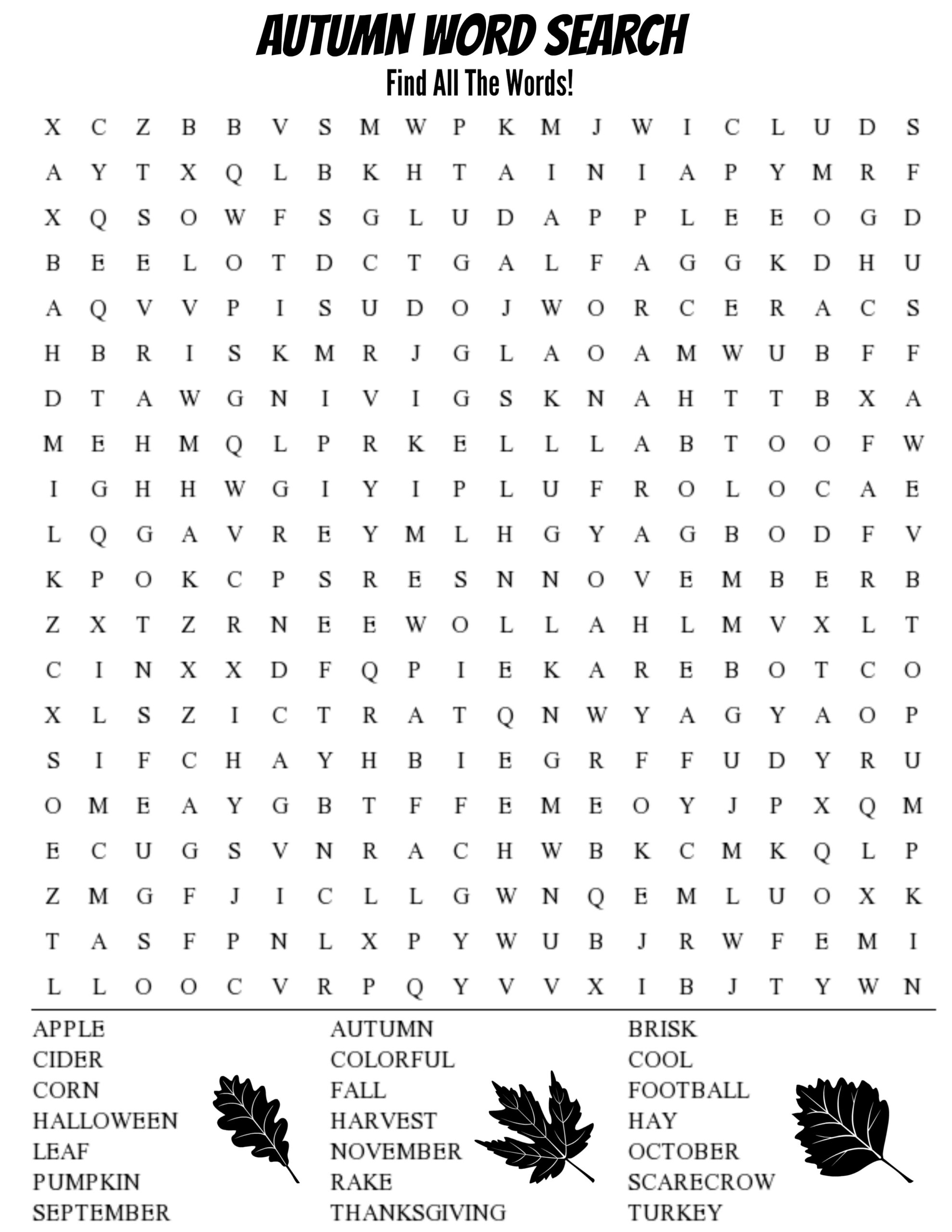 Autumn Word Search Thrifty Mommas Tips Autumn Word Search Thrifty Mommas Tips